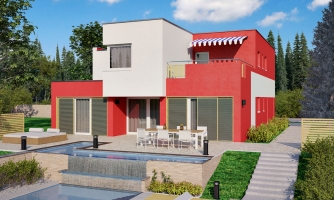 Beautiful and bright modern family house with a garage and a room on the ground floor.